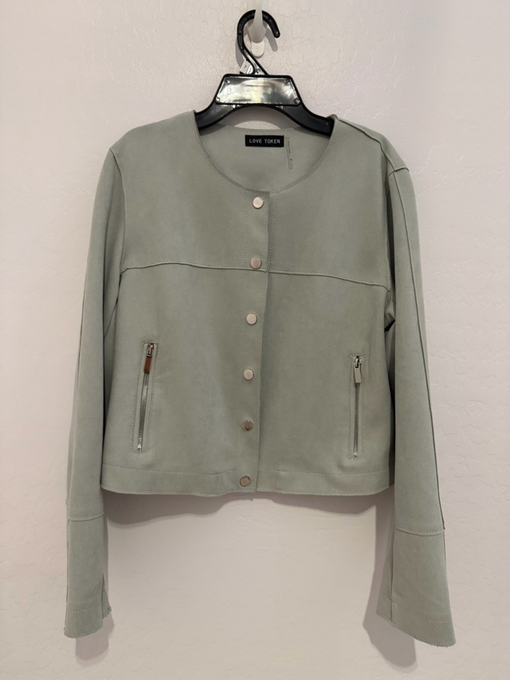 Love Token Light Sage Snap-Front Jacket
